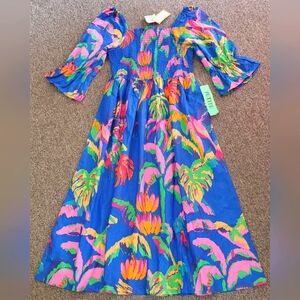 🌺🌸 Vibrant Tropical Midi Dress | PL Petite | 100% Cotton